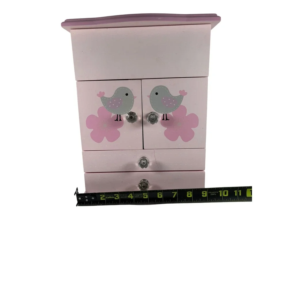 Unbranded Jewelry Armoire Kids OS Pink Good Musical Bird Flower Wood Box